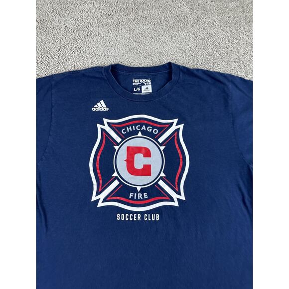 Chicago Fire Shirt Mens Large Blue MLS Soccer Graphic Go-To Tee Cotton Adidas - Picture 3 of 8